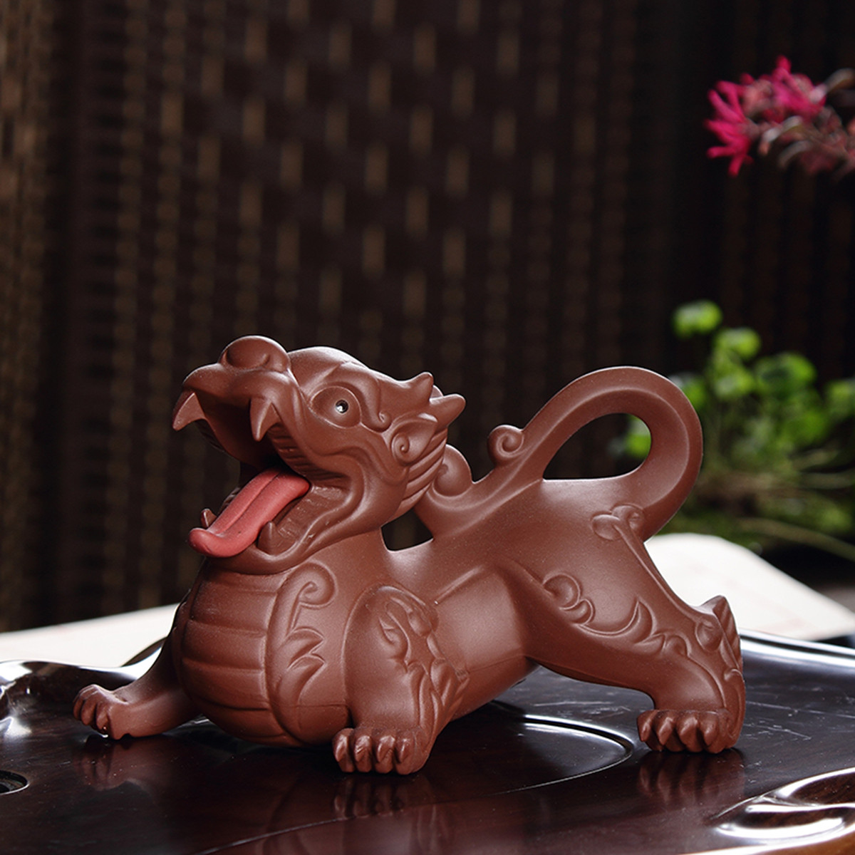 宜兴原矿紫砂茶宠灵气茶玩貔貅茶桌摆件大号龙龟神兽霸气麒麟茶宠