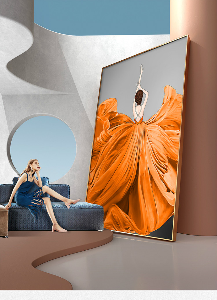 客厅人物美女壁画现代轻奢风床头挂画走廊尽头过道入户玄关装饰画