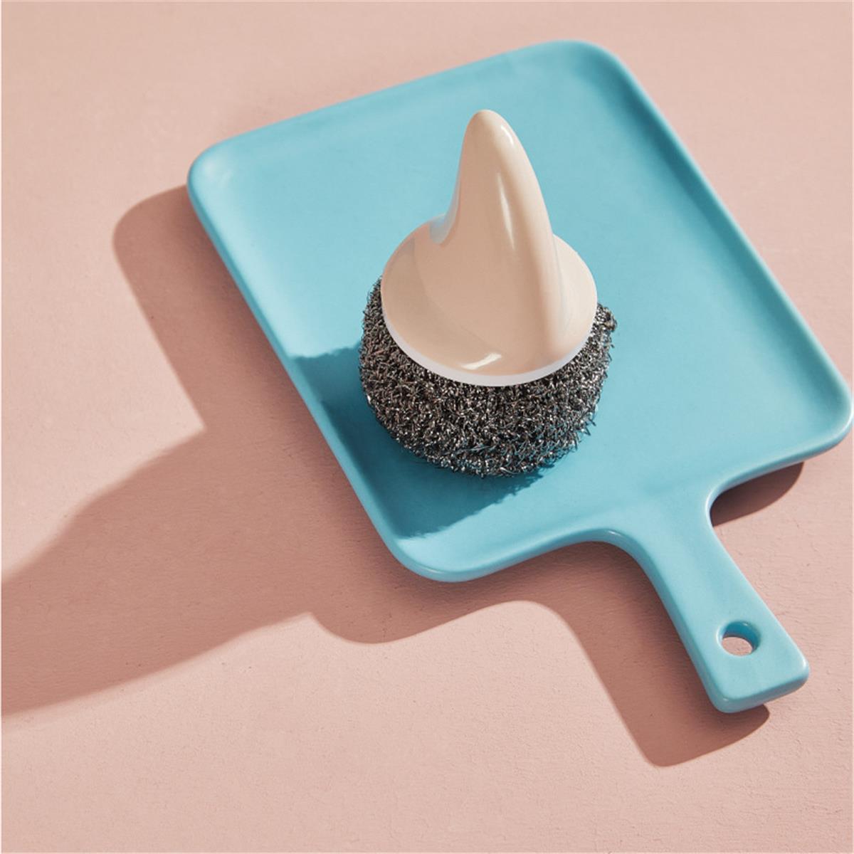 创意鲨鱼带柄钢丝球吸卡清洁球不锈钢钢丝球锅清洁刷卫生锅刷