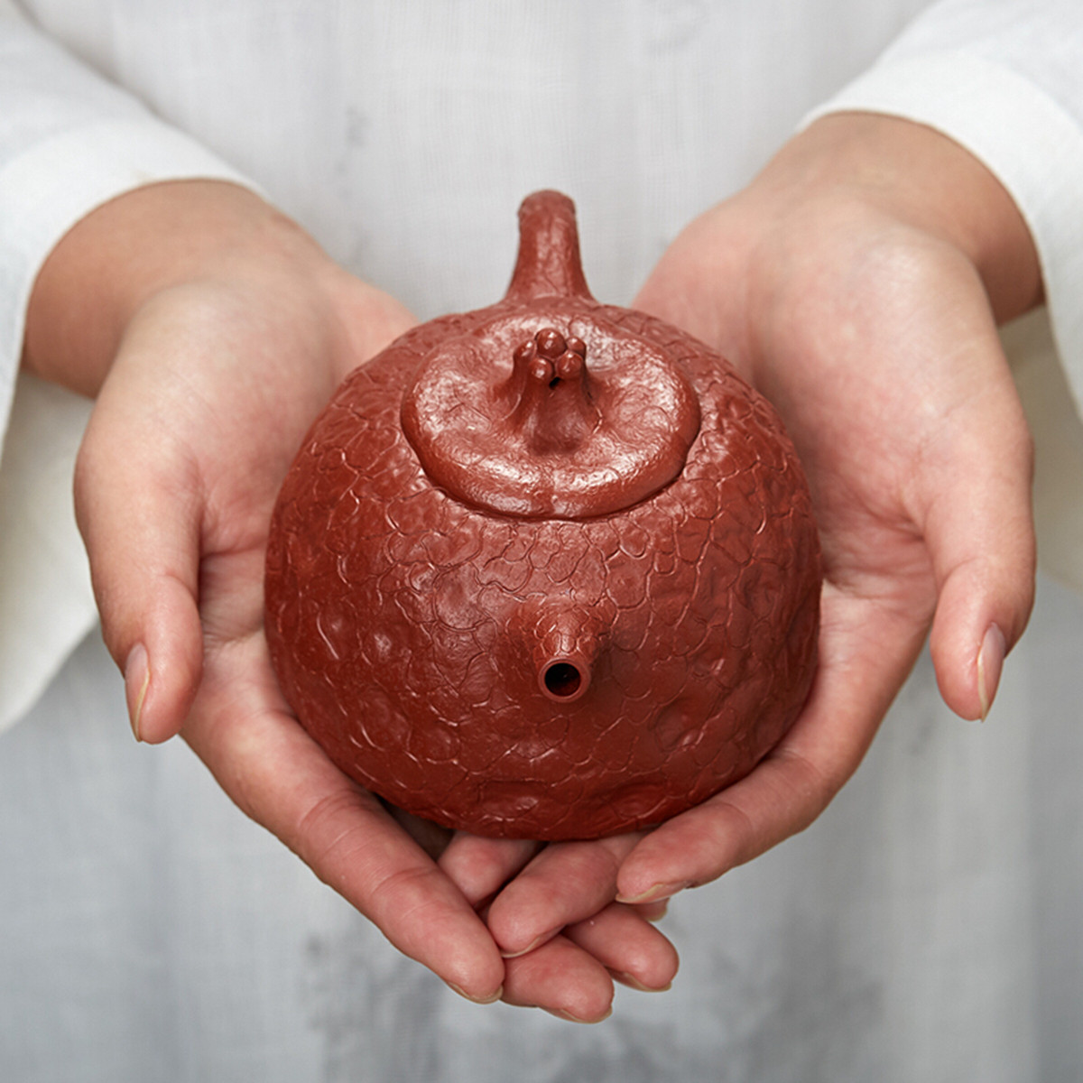 尊壶 中国宜兴原矿朱泥紫砂壶灵芝供春壶名家手工掌柜作品9孔