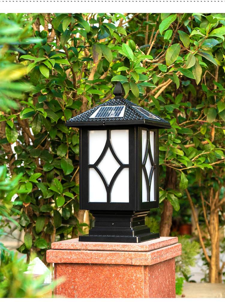 太阳能柱头灯户外防水大门围墙灯中式花园别墅新农村太阳能庭院灯