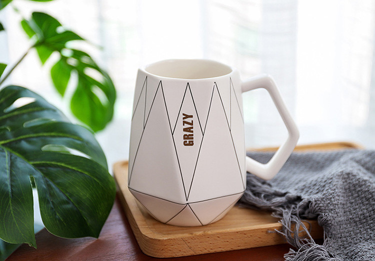创意多边形陶瓷马克杯办公室咖啡牛奶水杯情侣可爱杯子