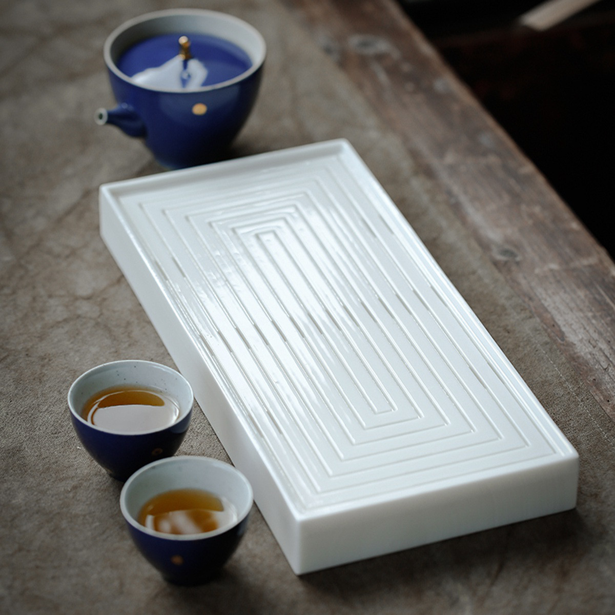 苏氏陶瓷非遗大师茶盘陈德强老师手工制作陶瓷茶盘羊脂玉茶盘