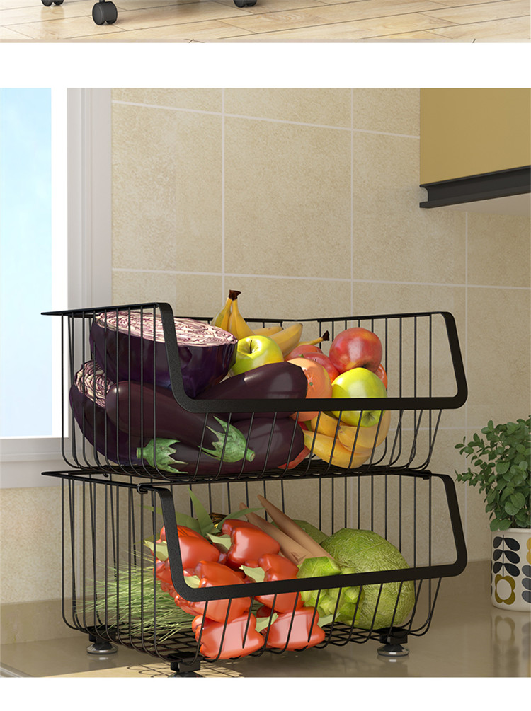 厨房置物架蔬菜收纳筐菜篮架子落地多层收纳架家用储物架