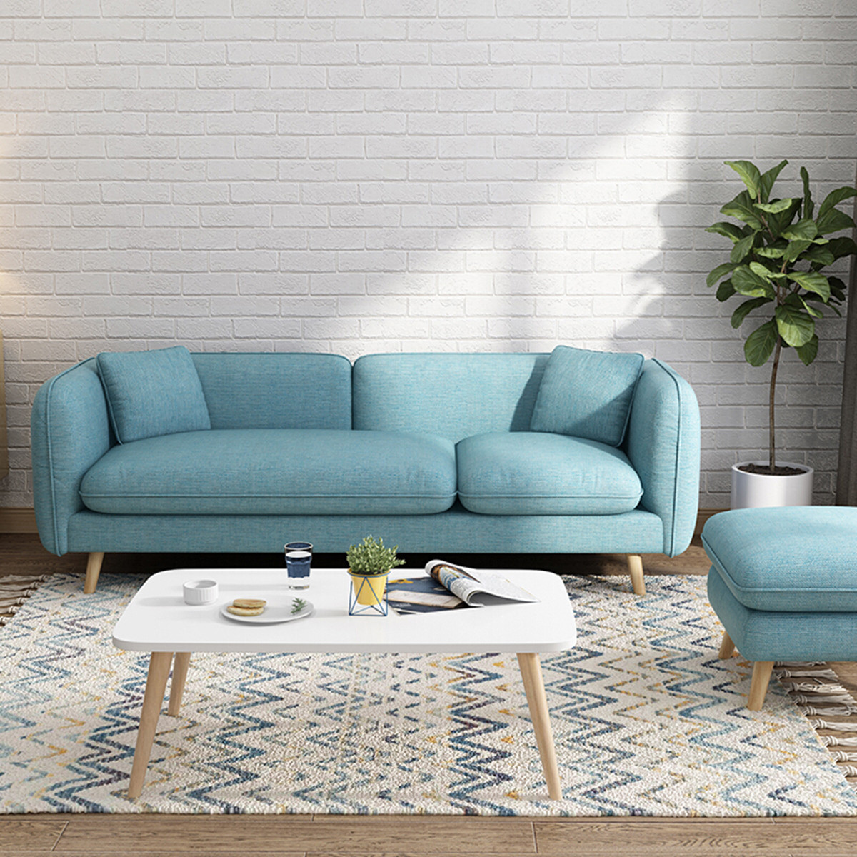 北欧布艺沙发现代客厅简约小户型沙发组合科技布沙发套装家具
