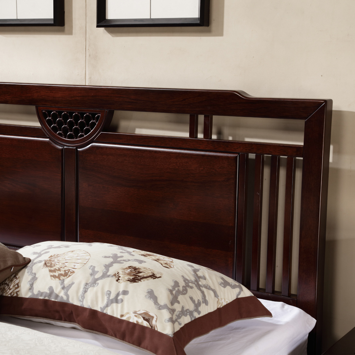 新中式紫金檀木实木床主卧双人床现代禅意卧室1.8米大床