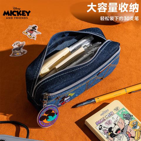 迪士尼 儿童笔袋小学生米奇复古笔袋初中生高中生大容量简约学生文具袋 图片 6