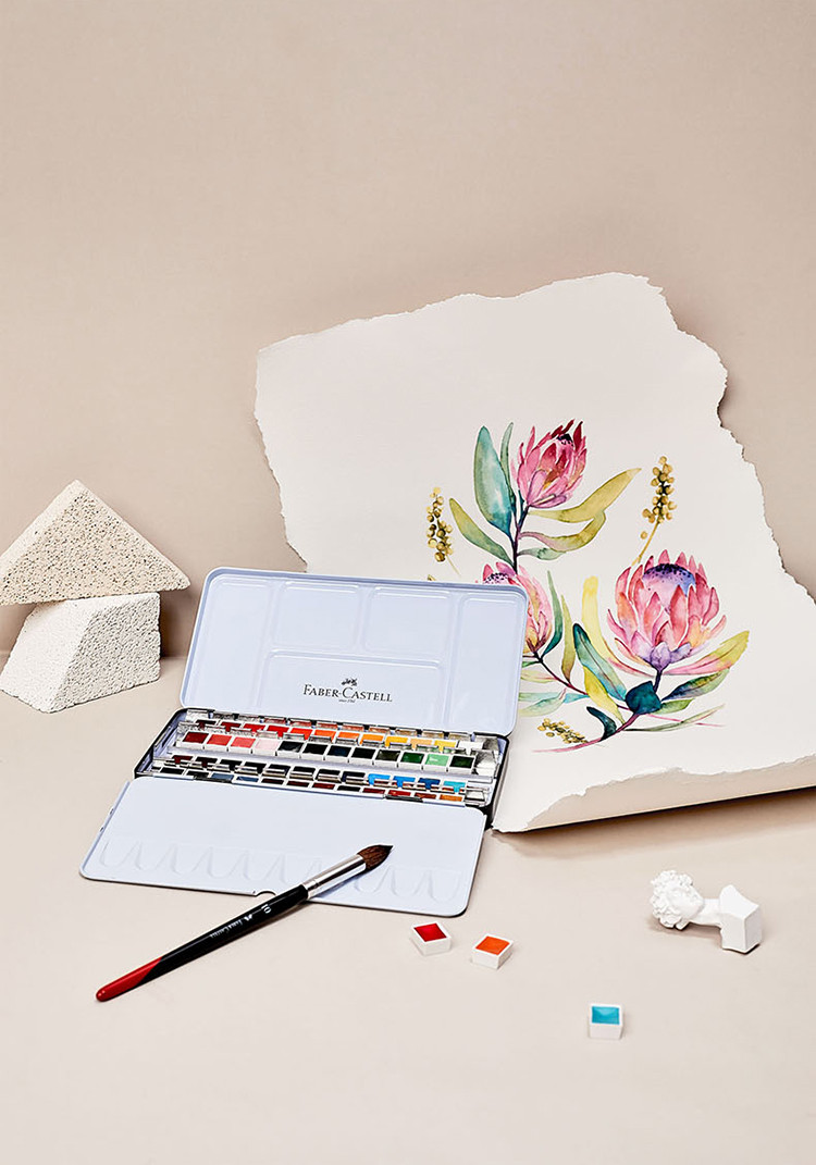 固体水彩辉柏嘉水彩颜料画画工具套装半干固体水彩学生