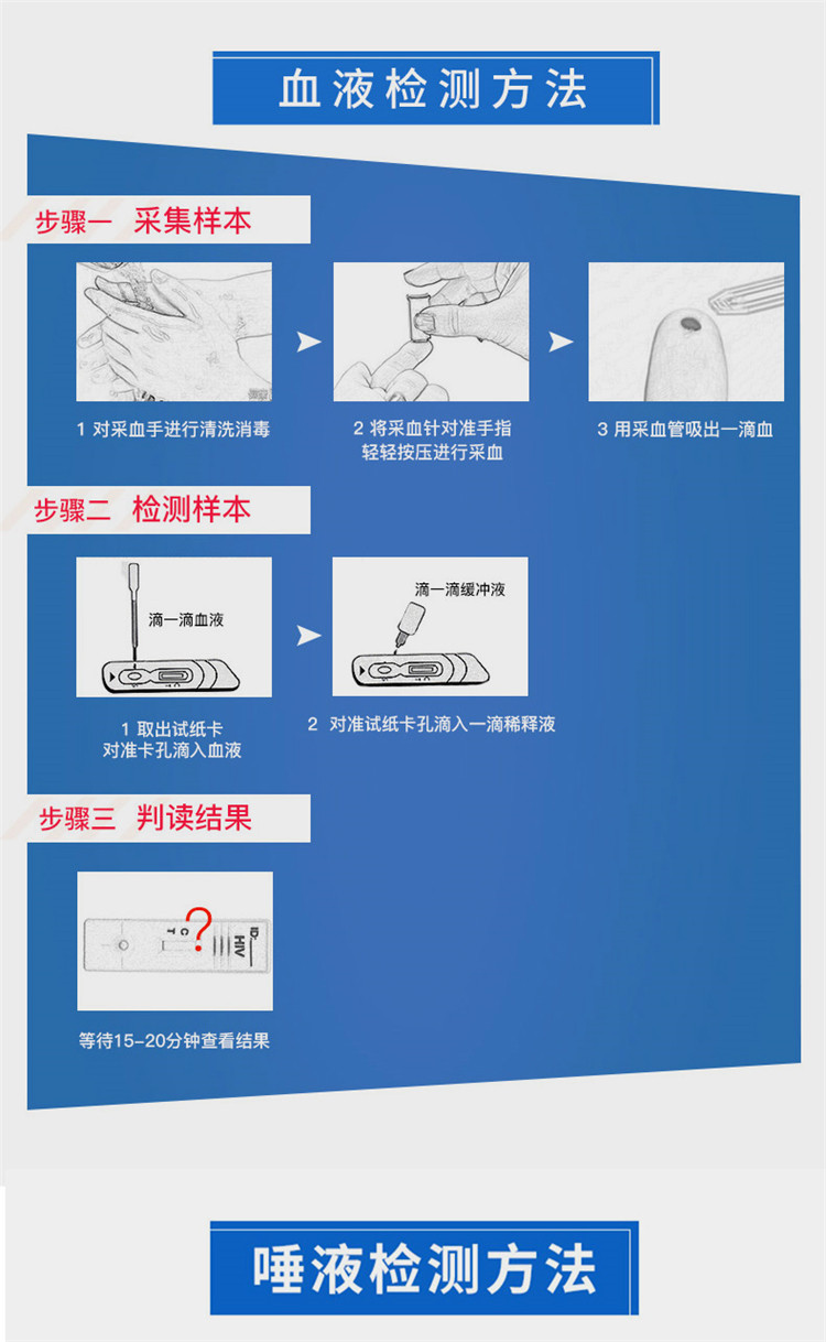 准信血液唾液检测艾滋病检测hiv试纸自测套装