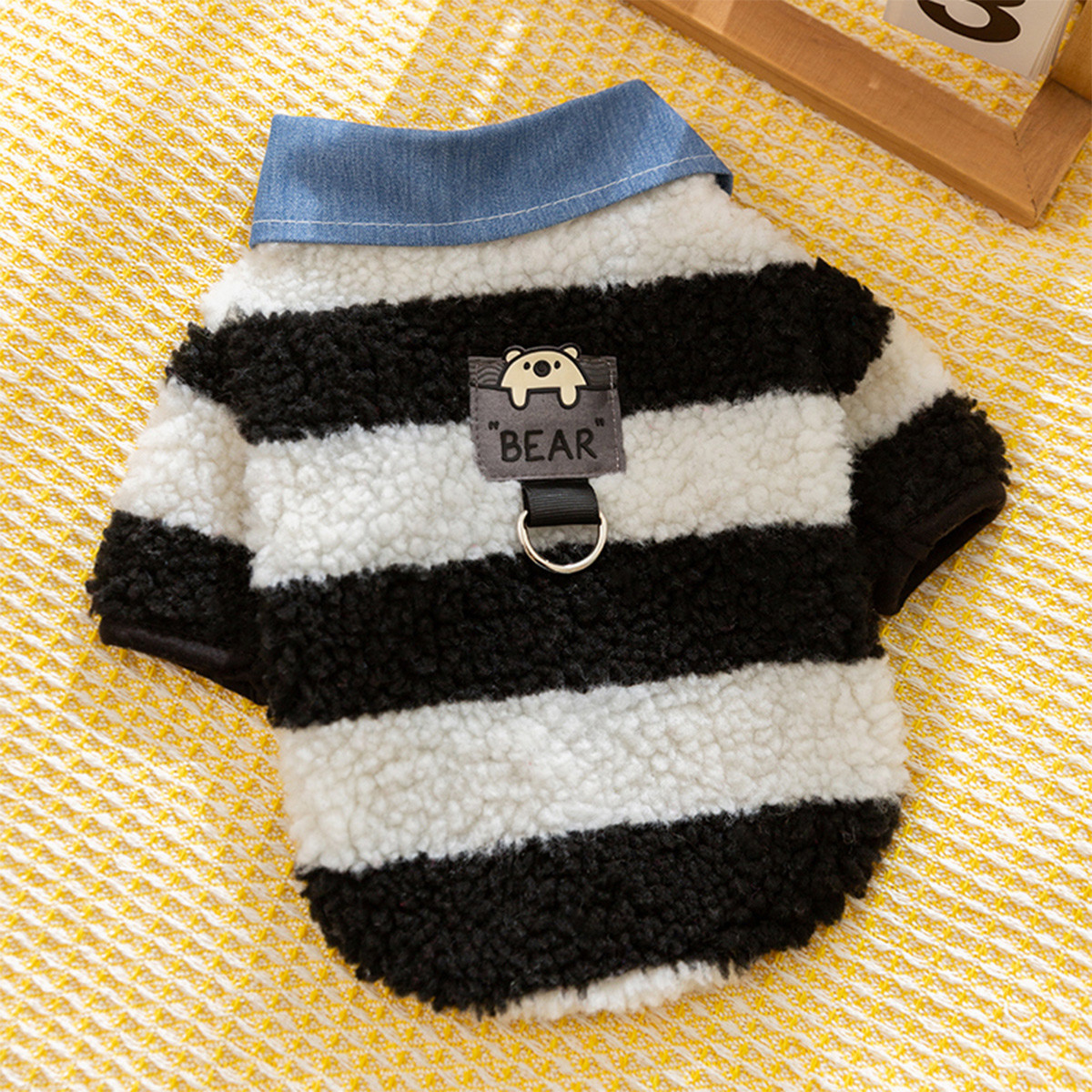 嬉皮狗 秋冬季狗狗衣服条纹衬衫领两脚绒衣优幼犬中小型犬比熊保暖宠物衣