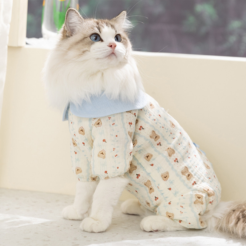 嬉皮狗 春夏季猫咪衣服薄款包肚衣家居服狗狗猫咪空调服防着凉宠物衣服