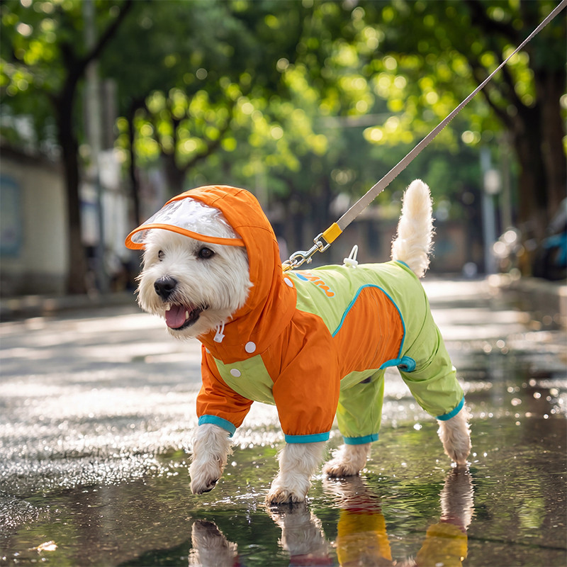 嬉皮狗 狗雨衣全包四脚小型犬中型犬泰迪宠物雨披防水服自带牵引不粘毛