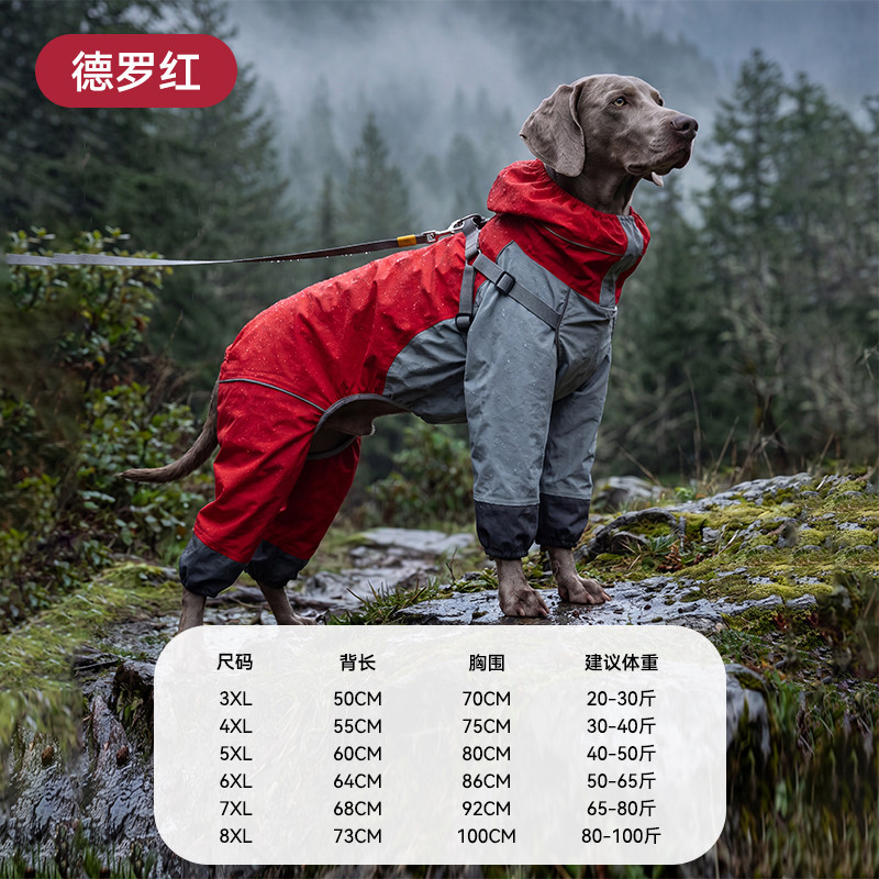 嬉皮狗 狗狗雨衣大型金毛边牧雨天遛狗防水大狗全包连帽冲锋雨衣宠物衣服