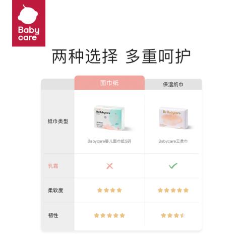 bc babycare babycare婴儿纸巾宝宝抽纸中柔婴幼儿面巾纸非保湿纸S码100抽 图片 2