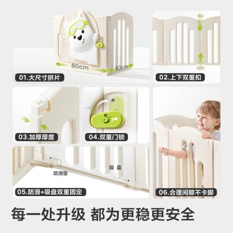 bc babycare 西高地游戏围栏婴儿防护栏宝宝地上爬爬垫儿童家用客厅成长游乐园 图片 4