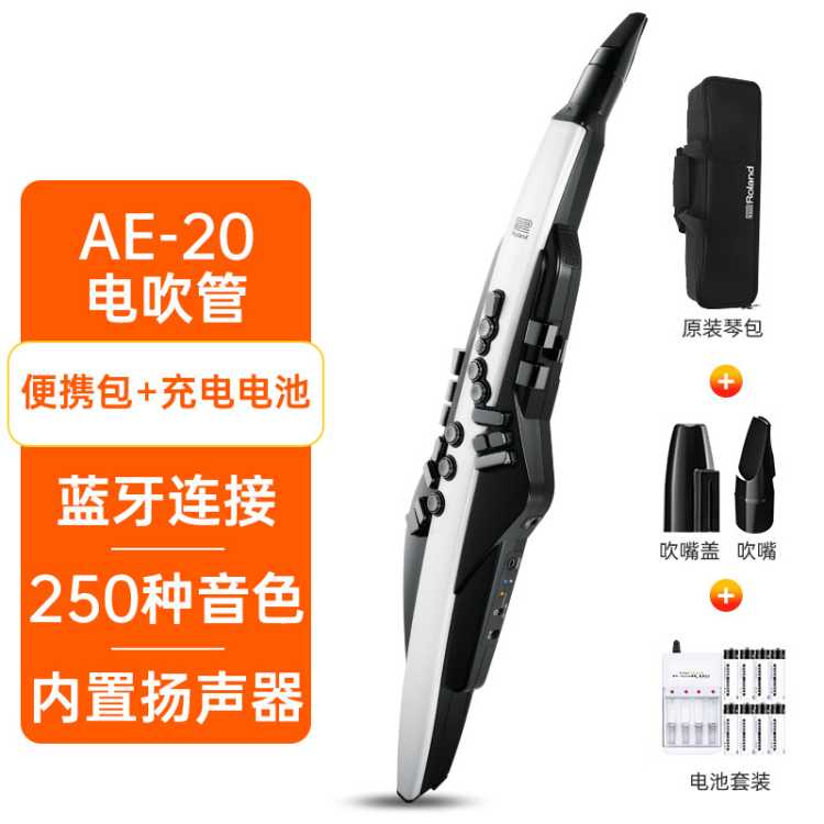 Roland 罗兰电吹管AE20/20W电子萨克斯吹管成人老年人电子管吹奏乐器