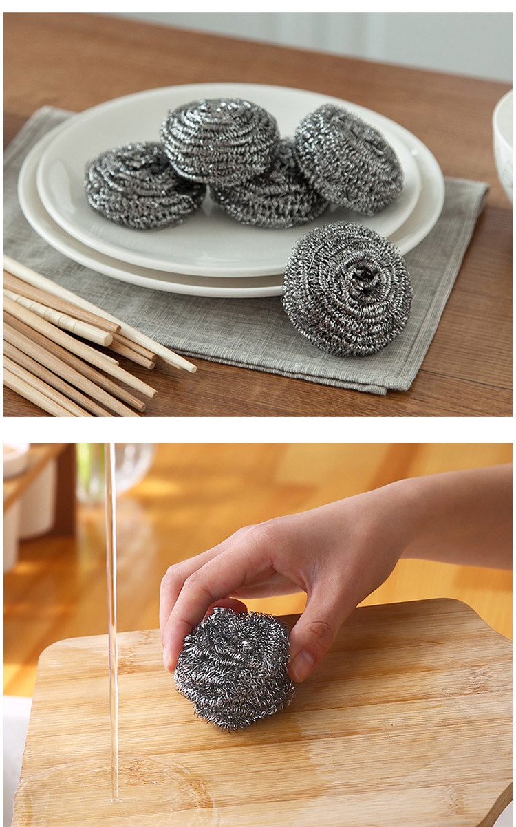 不锈钢清洁球不掉丝家用厨房铁丝带柄刷锅洗碗清洁神器大号钢丝球