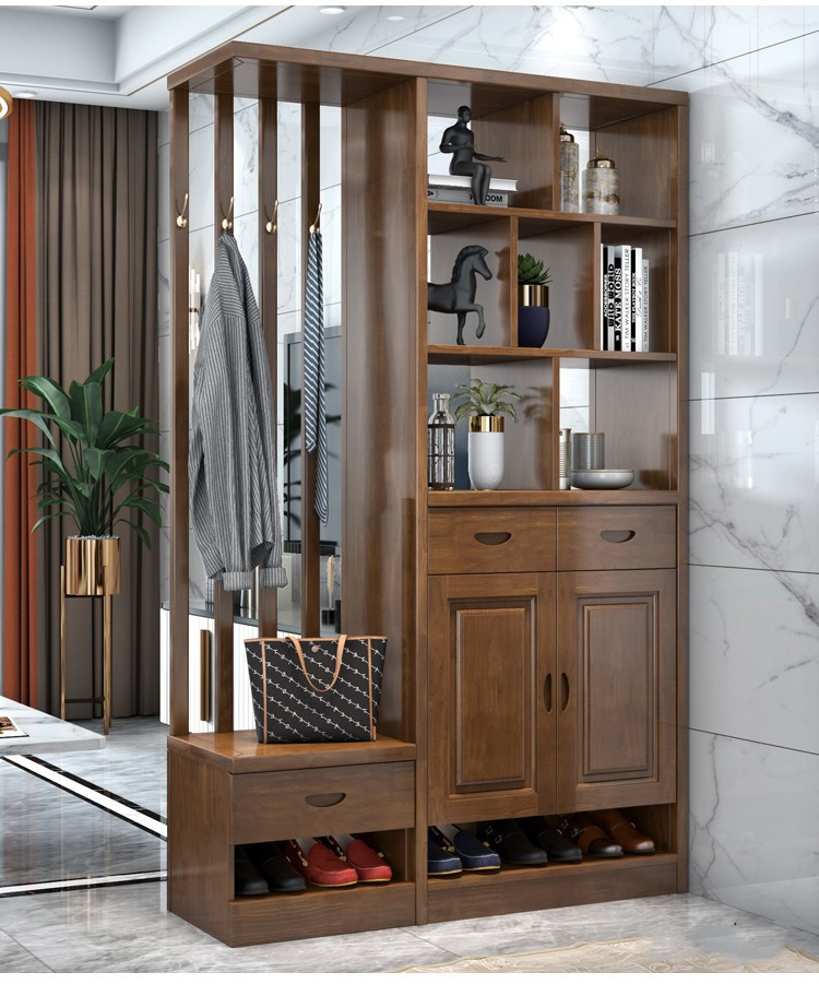 中式酒柜鞋柜一体靠墙带挂衣架玄关间厅柜双面隔断屏风置物架