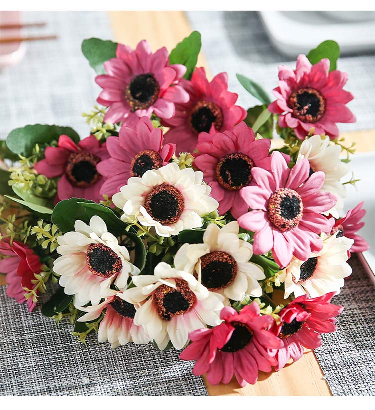 向日葵 客厅假花 电视机旁边的茶几摆设仿真装饰花电视柜两边摆的