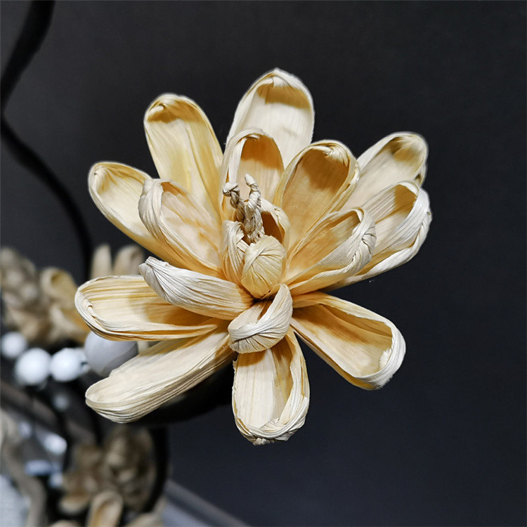 叶脉玉米皮装饰花落地长枝干枝仿真花假花创意摆件客厅橱窗隔断