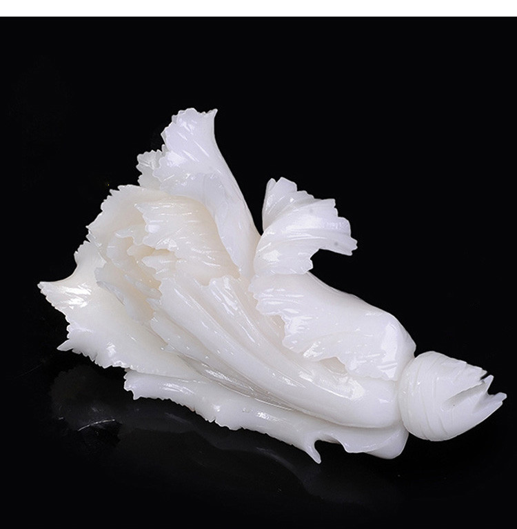 天然阿富汗白玉玉器白菜如意摆件玉雕工艺品礼品商务摆件