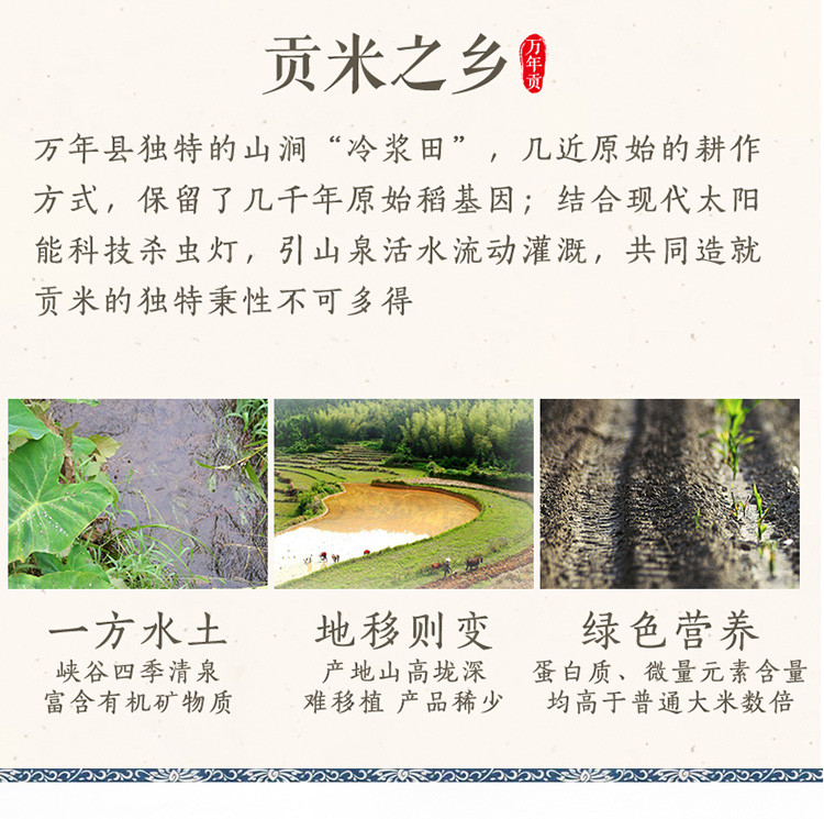 大米有机万年贡米 南方特产大米5kg农家生态米长粒 丝苗 籼米