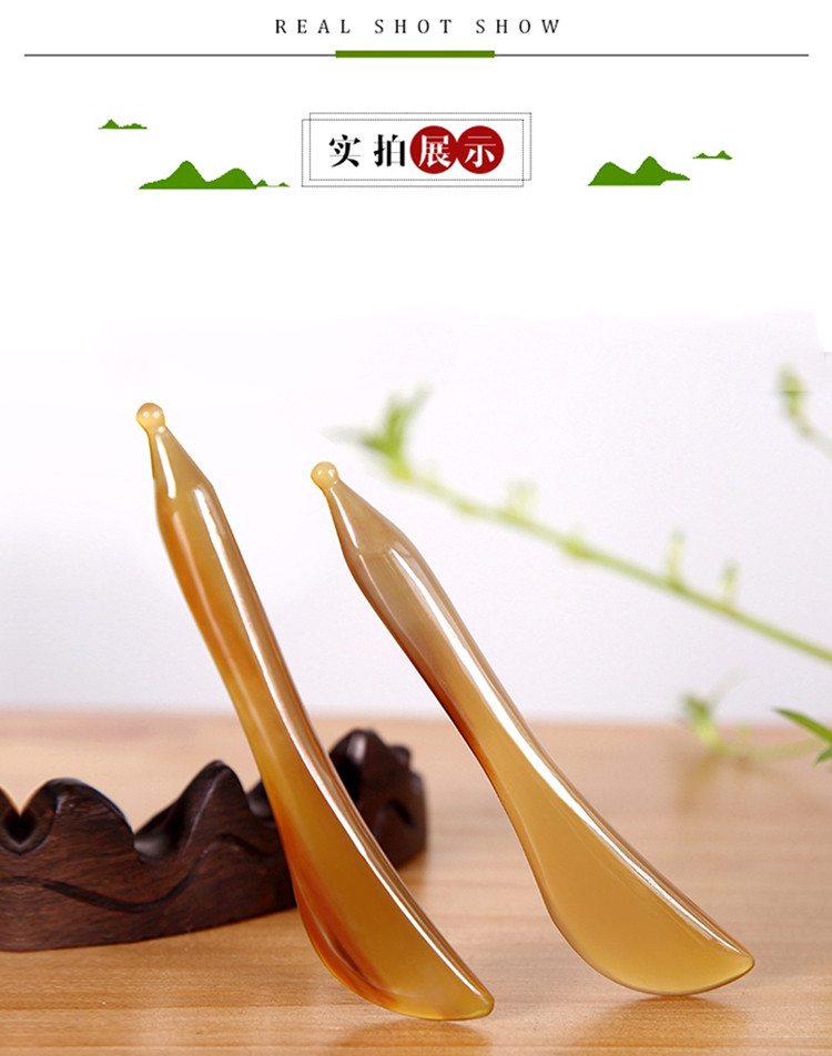 厚实拨筋棒牛角按摩点穴棒眼部脸部面部刮痧板眼部专用女