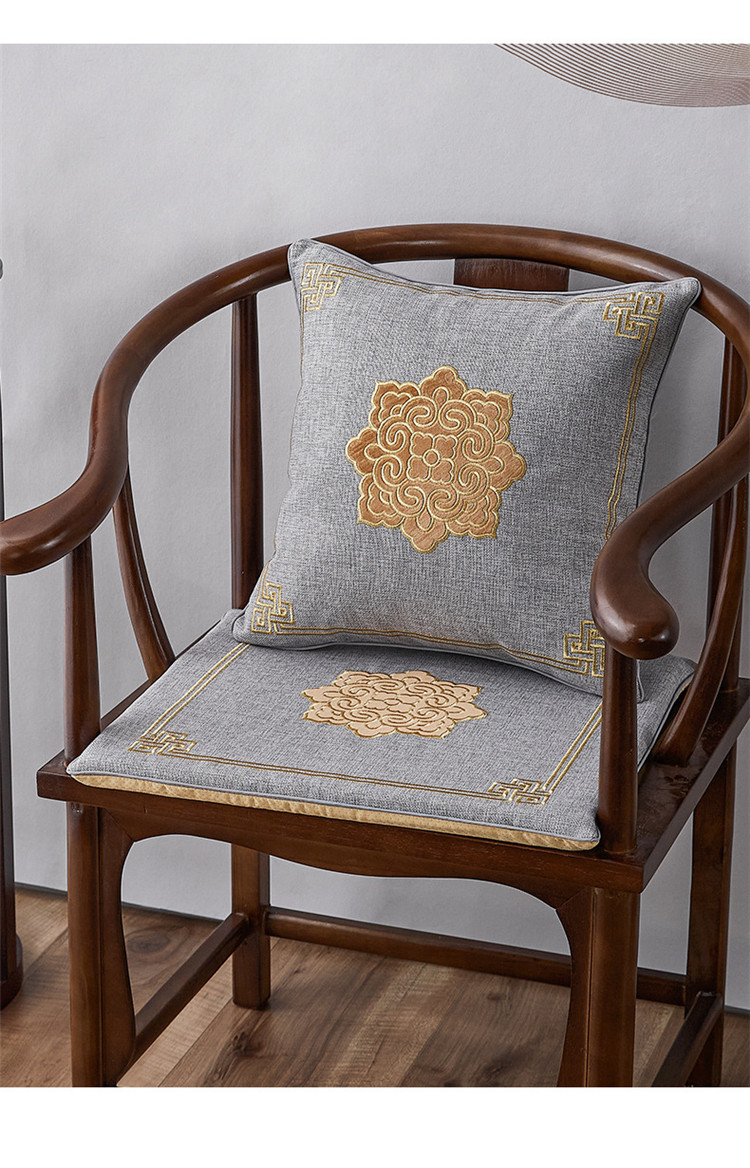 新中式太师椅坐垫祥云刺绣坐垫古典实木椅子防滑垫红木座椅垫子