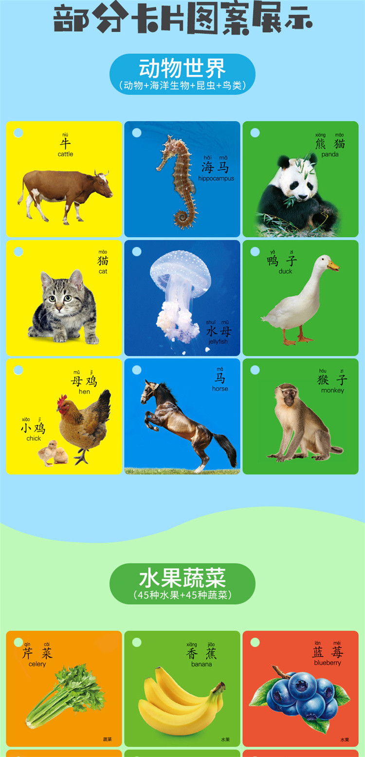 儿童看图识物100种动物图片