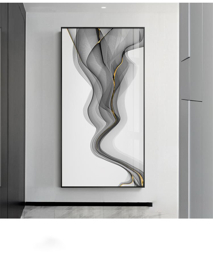 极简玄关装饰画竖版现代简约墙面壁画黑白抽象线条过道走廊挂画