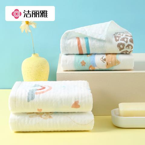 洁丽雅 【A类】5条纯棉方巾全棉洗脸小毛巾儿童纱布面巾家用男女宝宝柔软 图片 7