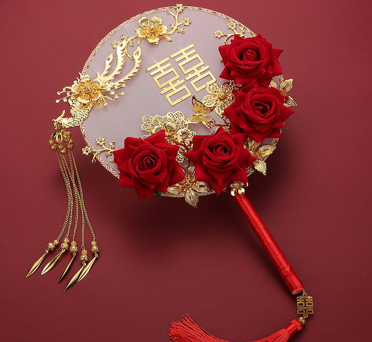 团扇新娘手捧婚扇中式婚礼高端秀禾扇子结婚喜扇成品