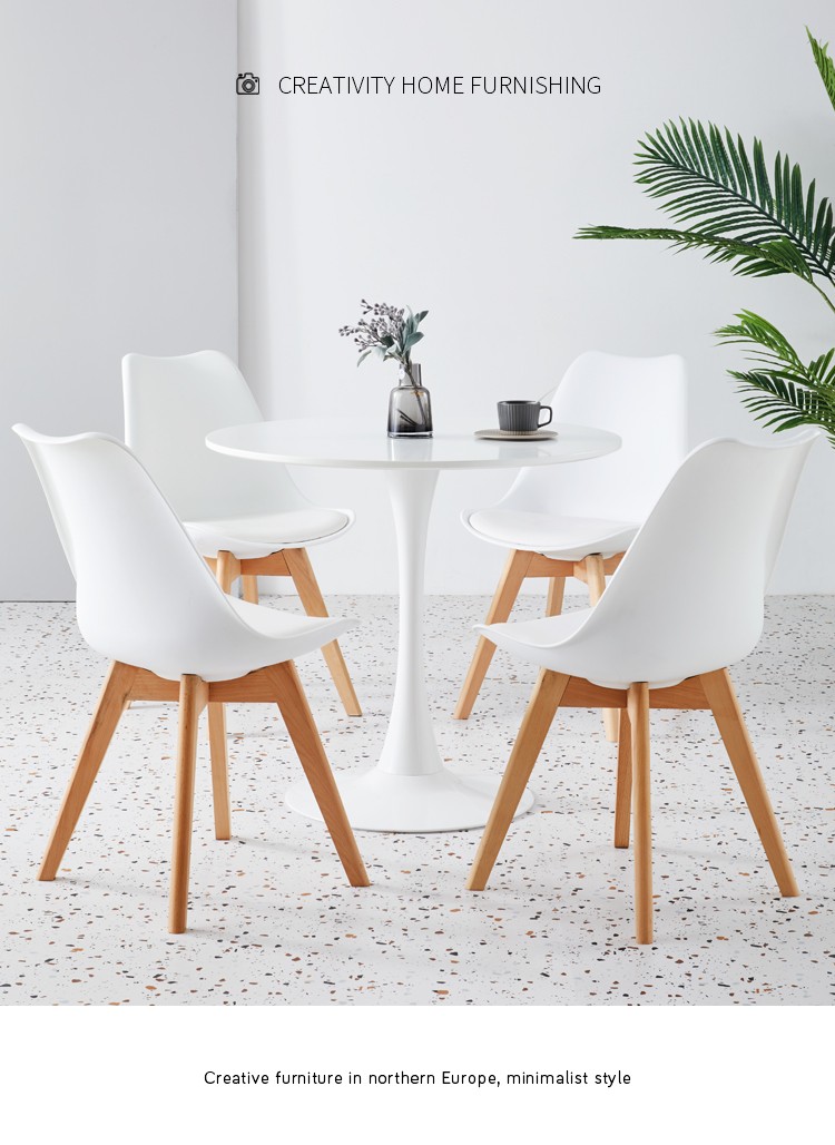 阳台美式咖啡厅小圆桌北欧白色餐桌郁金香接待洽谈小桌椅组合套装