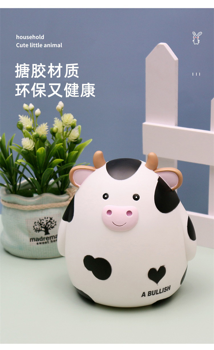 【热销】呆萌小牛存钱罐桌面摆件创意儿童礼物储钱罐搪胶攒钱罐