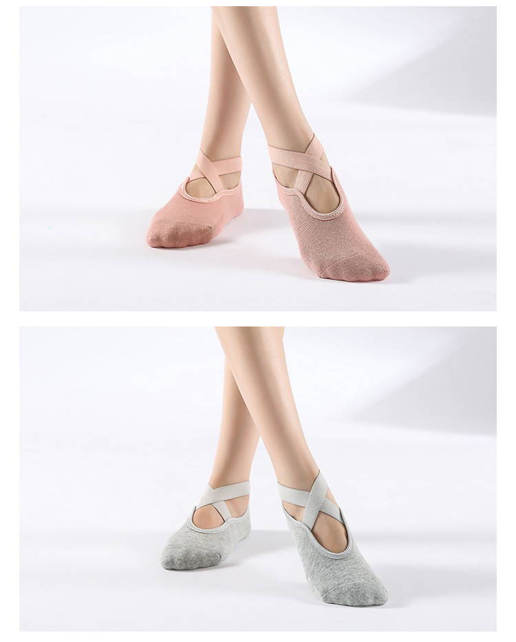 吸汗透气瑜伽袜女交叉绑带瑜伽袜女防滑运动袜舞蹈练功袜