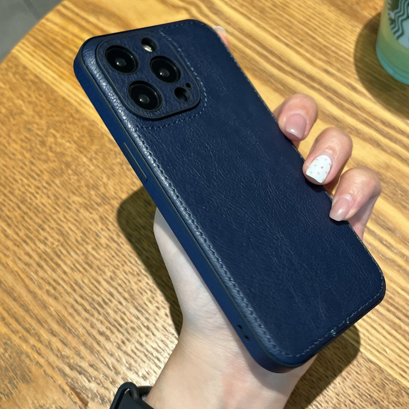CYKE 皮革适用苹果15ProMax皮纹手机壳16Promax商务iPhone14/13保护套