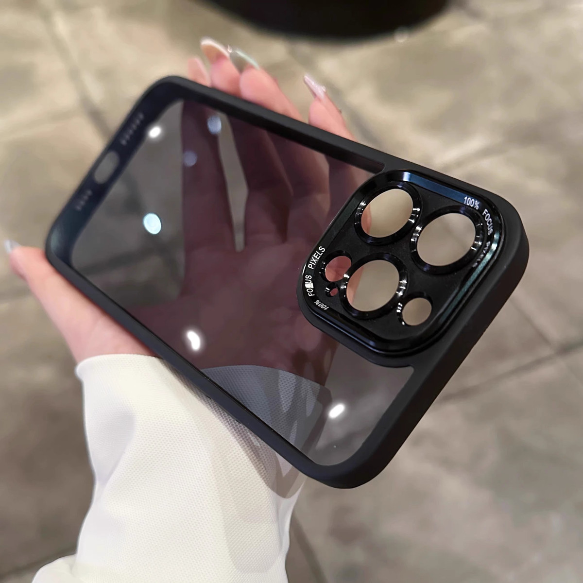 CYKE 高级感金属镜头适用iPhone15Promax新款苹果16手机壳14全包透明13
