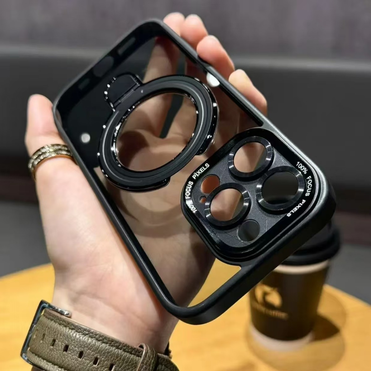 CYKE 磁吸支架适用苹果16透明手机壳iPhone15Promax硬壳14/13Pro防摔12