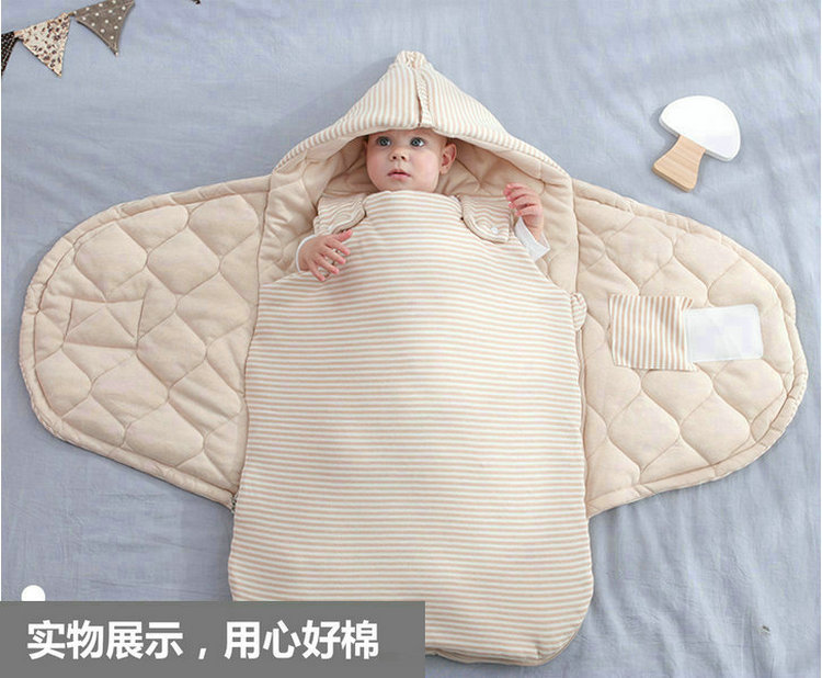 婴儿抱被新生儿秋冬季加厚款纯棉包裹被初生包被襁褓宝宝外出睡袋