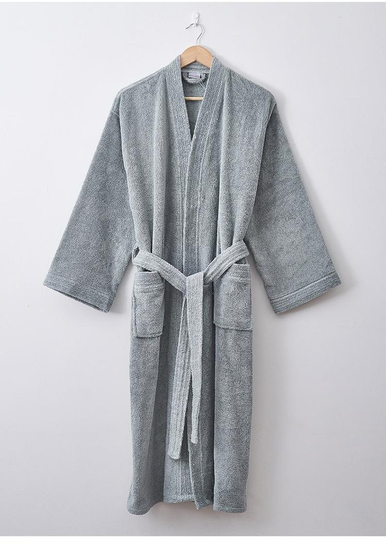 酒店浴袍纯棉毛巾料双面毛圈全棉浴衣多针和服领浴袍情侣一对