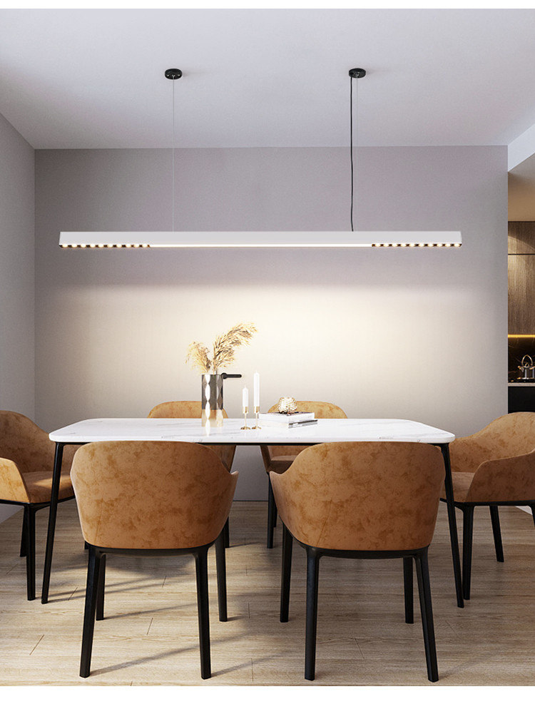 北欧极简餐厅吊灯现代简约吧台灯无主灯照明办公室长条吊灯餐厅灯