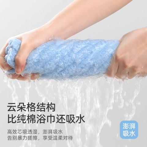 洁丽雅 2条珊瑚绒云朵格干发帽超强吸水浴帽发带女洗脸发箍包头巾 图片 4