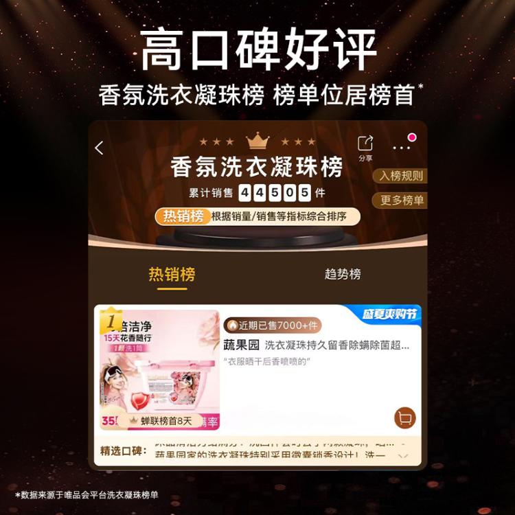 蔬果园 洗衣凝珠持久留香除螨洁净家用除菌强力去污柔顺浓缩洗衣液35颗