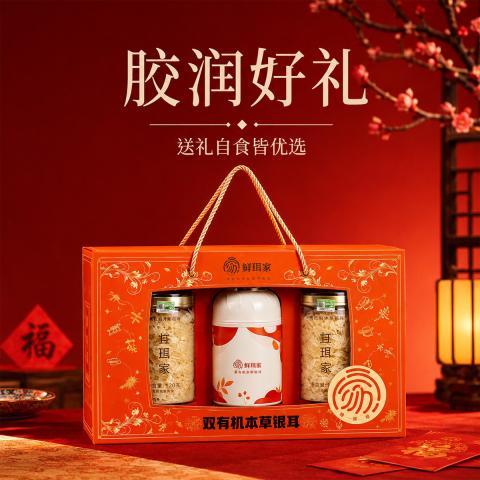 鲜珥家 有机银耳礼盒装即食土特产喜庆红色女士礼品干货节日礼盒送礼物 图片 7