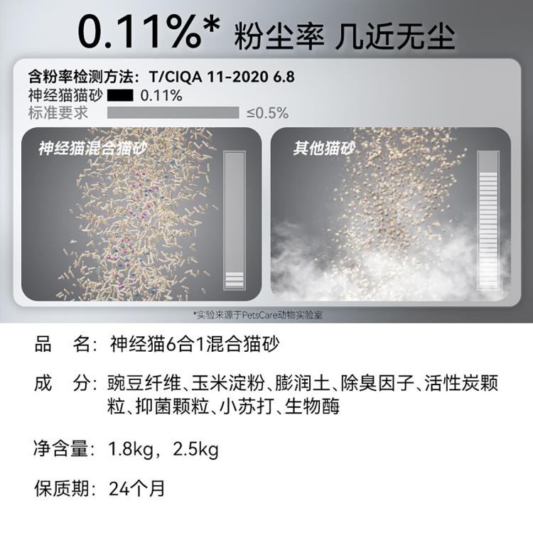 神经猫 【强效除臭】活性炭六合一混合猫砂豆腐砂活性炭膨润土混合猫砂