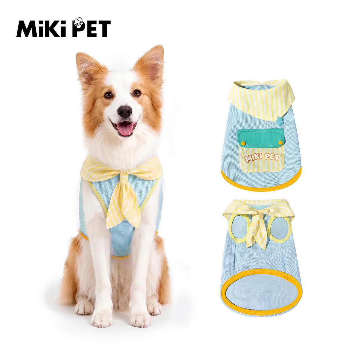 MIKI PET 大狗狗衣服夏天薄款领结背心高弹防掉毛大型犬边牧金毛萨摩耶宠物