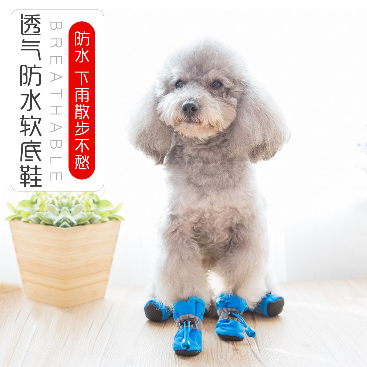 KimPets 【1套4只】宠物狗鞋子防水软底狗脚套泰迪比熊防脏脚套宠物鞋套