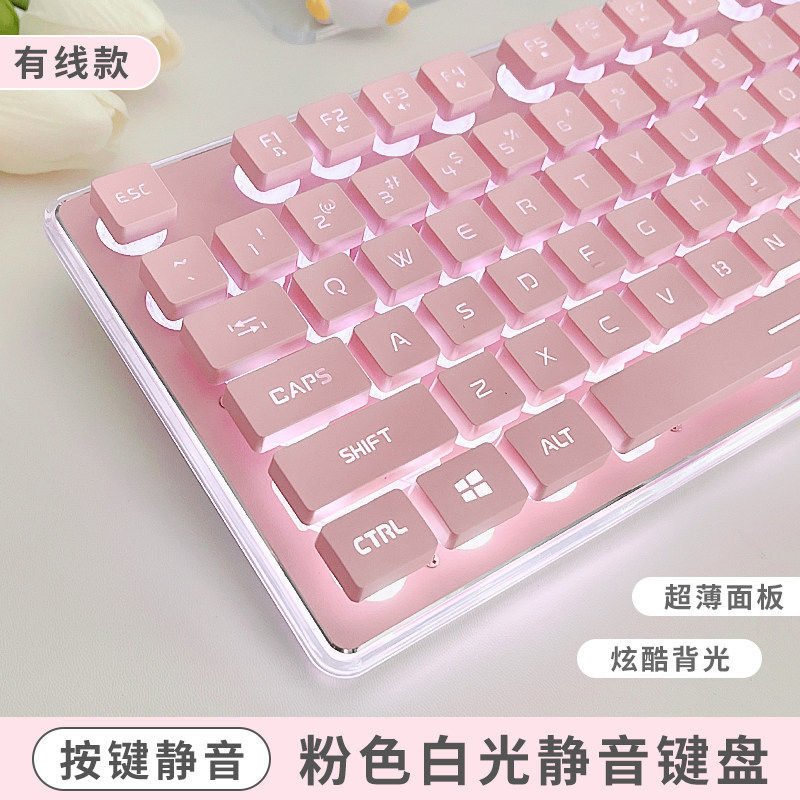前行者 710/V104静音键盘鼠标有线机械手感游戏电竞办公女生电脑专