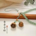 A LITTLE FLOWER 中式白玉菩提根莲花手机挂绳中国风短款手腕女手机链挂件防丢挂饰 图片 3