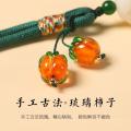 A LITTLE FLOWER 柿柿如意手机挂件短款手腕挂绳男女琉璃柿子挂坠钥匙扣防丢绳配饰 图片 5